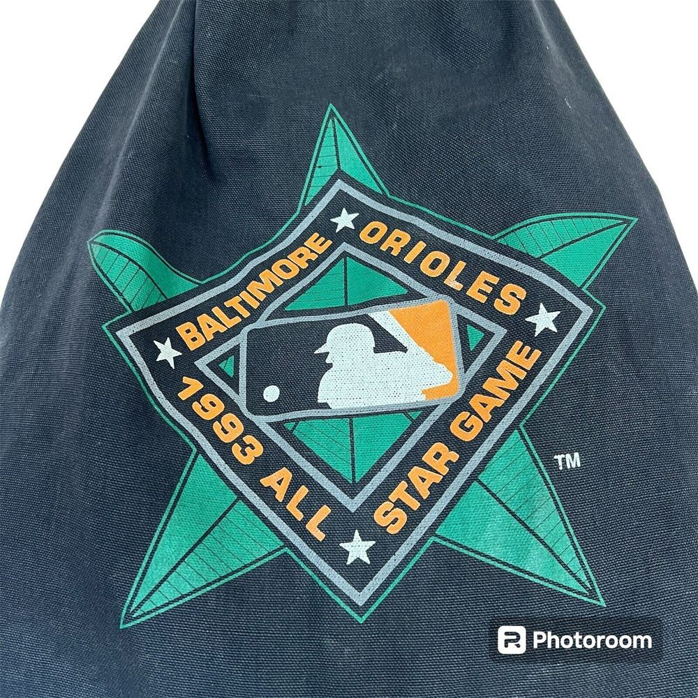 Vintage 1993 MLB All Star Game Baltimore Orioles Tote Bag Black Reusable Shopper - Picture 2 of 12